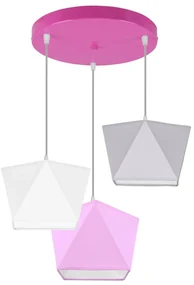 Detské závesné svietidlo Diamond, 3x textilné tienidlo (mix 10 farieb), (výber z 5 farieb konštrukcie), o