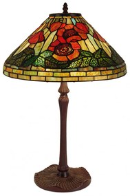 Vitrážová lampa tiffany stolová bronzová H61 x Ø40 cm POPIES