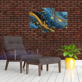 Obraz - Modrá abstrakcia so zlatom (90x60 cm)