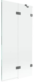 Mexen Lunar, 2-krídlová vaňová zástena pravá 90 x 150 cm, číre sklo, grafitová, 897-090-100-95-00-P