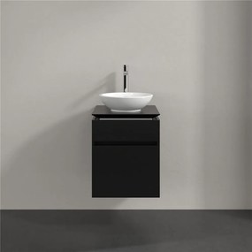 VILLEROY &amp; BOCH Legato závesná skrinka pod umývadlo na dosku (umývadlo v strede), 2 zásuvky, 450 x 500 x 550 mm, Black Matt Lacquer, B56600PD