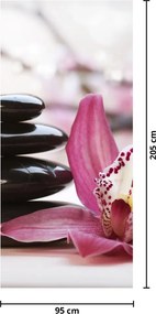 Fototapeta na dvere - Masážne kamene a orchidea (95x205cm)