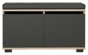 Srkinka na topánky v dekore orecha s lavicou v čierno-prírodnej farbe Drago – Kalune Design