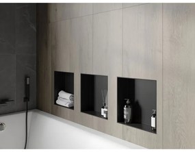 Mexen X-Wall-NR, polička na zapustenie pod obklad bez goliera 30 x 30 cm, čierna matná, 1971303010