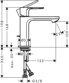 Hansgrohe Rebris S, umývadlová batéria 110 s odtokovou súpravou s tiahlom, CoolStart, chrómová, HAN-72519000