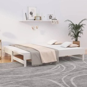 Rozkladacia denná posteľ biela 2x(80x200) cm borovicový masív 823385