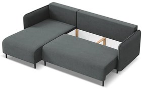 Tmavosivá rozkladacia/s úložným priestorom rohová pohovka (ľavý roh) Luana – Makamii