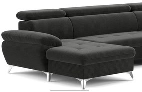 Rozkladacia rohová sedačka do U CATANIA pravá s úložným priestorom grafit