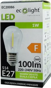 ECOLIGHT LED žiarovka E27 - S14 - 1W - 100lm - teplá biela