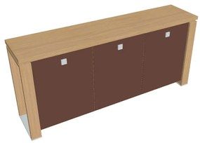 Nízka skriňa Verno+ S 200 x 46 x 90 cm, sklenené dvere, dub svetlý / hnedá