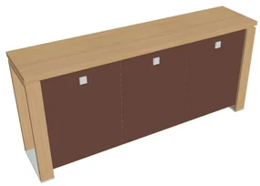 Nízka skriňa Verno+ S 200 x 46 x 90 cm, sklenené dvere, dub svetlý / hnedá