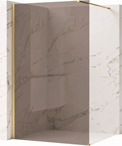 Bezrámová sprchová zástena REA FLEXI GOLD BRUSH 90 cm, zlatá kartáčovaná/hnedá dymová - bez vaničky