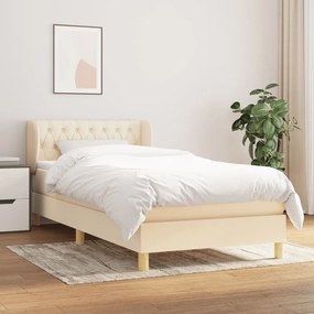 Boxspring posteľ s matracom krémová 100x200 cm látka 3127026