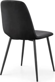 Sada šiestich jedálenských stoličiek LUMO zamatové, čierne / čierne nohy (6 ks)