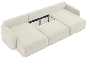 Krémovobiela rozkladacia/s úložným priestorom rohová pohovka Kalena – Makamii