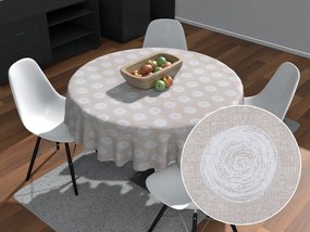 Biante Dekoračný okrúhly obrus Leona LN-133 Biele klbká na režnom Ø 110 cm