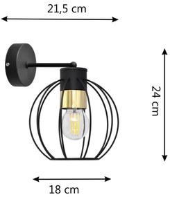 Nástenná lampa STARLIGHT 1xE27/15W/230V čierna/zlatá