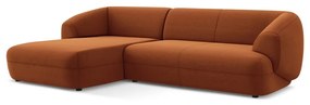 Oranžová zamatová rohová pohovka (ľavý roh) Moana – Makamii