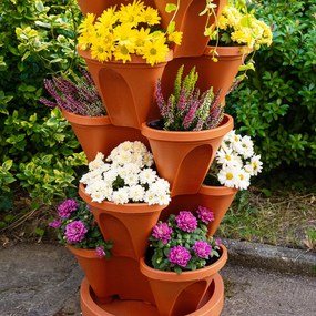 4Home Kvetinová kaskáda 5-dielna, terakota, 5 poschodí