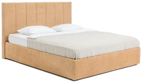 Čalúnená dvojlôžková posteľ s úložným priestorom s roštom 160x200 cm v horčicovej farbe Thessa Bold Line – Bonami Selection