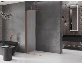 Mexen Velar, sprchová zástena s posuvnými dverami Walk-in 110 x 200 cm, 8mm sklo námraza, medená matná, 871-110-000-33-65
