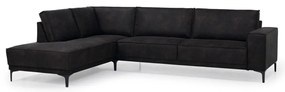 Antracitová rohová pohovka z imitácie kože (ľavý roh) Copenhagen – Scandic