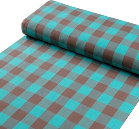 Biante Bavlnený okrúhly obrus Olivia OL-018 Tyrkysovo-hnedá kocka veľká Ø 100 cm