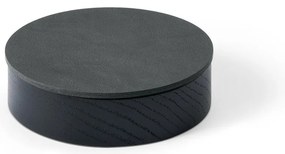 Čierny/antracitový drevený/z eko kože úložný box s vekom/dekoratívny ø 11x3,5 cm Circle Nupo – LIND DNA