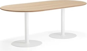 Stôl METRIC, ovál, 2000x1000x720 mm, biela/dub