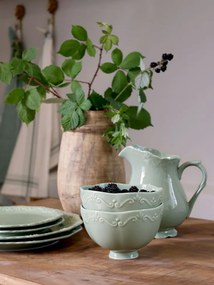 Zelená porcelánová miska s čipkou Provence lace verte - Ø 14*10 cm / 650 ml