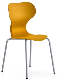Stolička BRIAN, so 4 nohami, strieborná/žltá