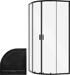 Besco Štvrťkruhový sprchový kút ZARYA BLACK HR 80x80 (90x90) + vanička AXIM SE čierna BESCO-Rozmery: 90x90
