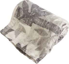 Home Elements Mikroflanelová deka, šedá, kvetina