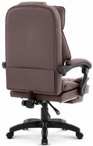 Ergonomická kancelárska stolička HC-1031 z ekokože s podnožkou - hnedá