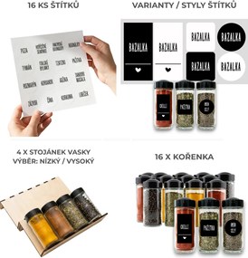 Orion Sada 16ks koreničiek BLACK 80ml + 4ks organizér na koreničky VASKY + sada 16ks štítkov