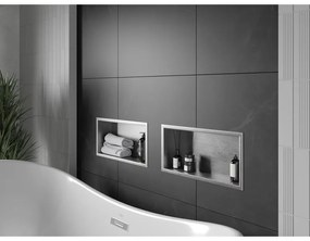 Mexen X-Wall-R, polička na zapustenie na obklad s golierom 45 x 20 cm, oceľová, 1910452010