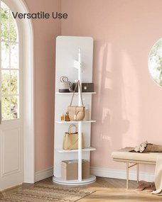 SONGMICS stojanové zrkadlo, otáčateľné o 360°, 163 x 45 cm, oblá biela