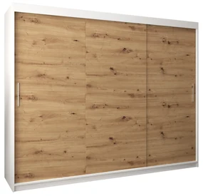 Šatníková skriňa 250 cm Toki (Biela matná + Dub artisan). Vlastná spoľahlivá doprava až k Vám domov. 1064861