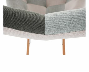 Hojdacie kreslo Geron - zelenobiely patchwork / biela / buk