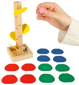 KIK Montessori drevený kulodrom – vzdelávacia veža s guľôčkami