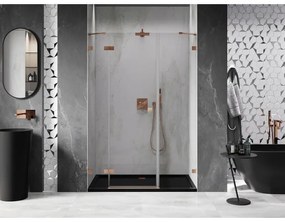 Mexen Lunar, ľavé otočné sprchové dvere 160 cm, 8mm číre sklo, medený matný profil, 834S-160-050-65-00-L