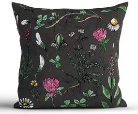 Bavlnená obliečka na vankúš Renforcé 40 × 40 cm - Herbár čierny