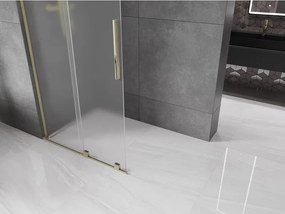 Mexen Velar L, posuvná sprchová zástena Walk-in 100 x 200 cm, 8mm sklo námraza, zlatá lesklá, 871-100-003-33-50