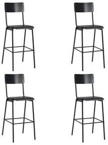 Barové stoličky 4 ks čierne preglejka a oceľ