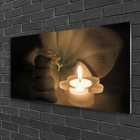 Obraz na skle Sviečka kamene umenie 100x50 cm