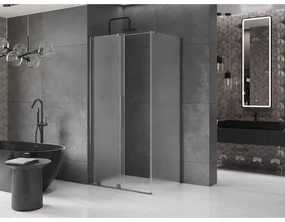 Mexen Velar, sprchový kút s posuvnými dverami 110 x 70 cm, 8mm sklo námraza, grafit brúsený, 871-110-070-31-66