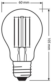 3PAK LED žiarovka E27 A60 CL 7,5W = 75W 1055lm 4000K Neutrálne 300° vlákno OSRAM BASE