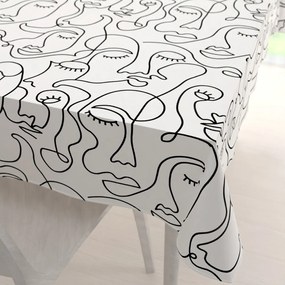 Biante Bavlnený obdĺžnikový obrus Sandra SA-570 Abstraktné tváre na bielom 140x160 cm