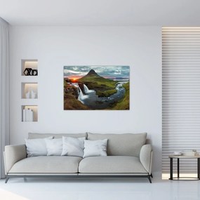 Obraz - Kirkjufell pri západe slnka (90x60 cm)