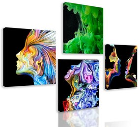 Set obrazov farebná abstrakcia ženskej tváre